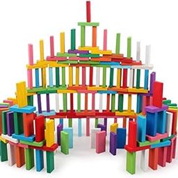 VGRASSP 240 pcs (2 Packs of 120) 12 Color Wooden Domino Toy for Kids - Educational Blocks Activity Game for Play and Learning (240)-24