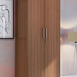 2 Door Wardrobe in Walnut Finish/with Drawer and Multiple Shelves-19