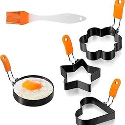 Supvox® 5Pcs Egg Mold Ring Egg Pancake Mold, Non-Stick Stainless Steel Egg Rings with Insulated Silicone Handles, Multi-Size & Creative Shapes for Frying Eggs, Pancakes, Omelets, and Rice-image-10