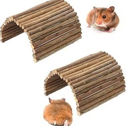 SS ORGANIC 2 PCS Hamster Wooden Bridge Guinea Pig Ladder Rat Chew Toys Wood Ladder Natural Hideout for Small Animal-12