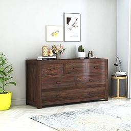 Rajasthali Furniture Woodcrony Wooden 6 Drawer Solid Sheesham Wood Cabinets & Sideboards for Living Room, Bedroom | Storage Chest of Drawers (Walnut)-picture-5