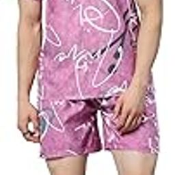 Men's Printed Pajama Set/Co-ord Set/Night Wear/Beach Wear (Purple, XX-Large)-image-9