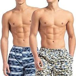 US57 Men's Super Combed Mercerized Cotton Woven Printed Boxer Shorts with Side Pocket (Pack of 2)_Blue Heaven & White_XL-picture-40
