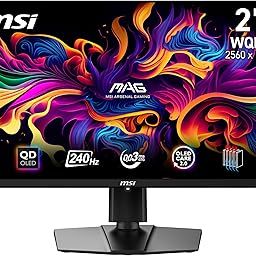 MSI MAG 271QPX QD-OLED E2 26.5 Inch 2K WQHD Gaming Monitor - 2560 x 1440 Quantum Dot OLED Panel, 240Hz / 0.03ms, 99% DCI-P3, ΔE≤2, DisplayHDR True Black 400 - DP 1.4a, HDMI™, USB Type-C-9