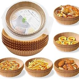 HASTHIP® 50Pcs Air Fryer Paper Sheets, Air Fryer Disposable Paper Liner for Microwave, Oil-Proof Air Fryer Parchment Paper for Frying, Baking, Cooking, Roasting and Microwave (6.3 inches, Natural)-picture-15