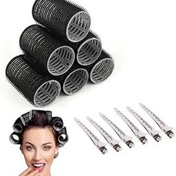 GLAN 6 Pcs Self Grip Hair Curler Rollers with 6 Pcs Hair Section Clips for Long, Medium Short Thick Fine Thin Hairs Volume Hair Rollers Set for Women and Girls Multicolour Pack of 1-13