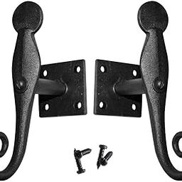 Shutter Dog Rat Tail Hand Forged Iron Black Rustproof Finish Pair-image-19