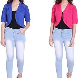 Latest Solid Printed Shrug for Girls & Women in Combo (Pack of 2)-picture-19