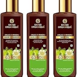 Khadi Organique Combo Of Amla & Bhringraj Hair Shampoo, Conditioner & Oil For Improves Hair Growth & Nourishes your Scalp (Paraben Free & Silicones Free) Pack of 3-600 ml-image-44