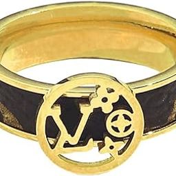 Clover Flower Brown 18K Gold Stainless Steel Band Ring For Women-image-0