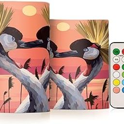 OURVII 2pcs Heron Bird Flameless Candles Set Remote Timers Pillar Candles for Home Bedroom Bathroom Outdoor Party Garden Ambient Lighting Kitchen Decoration-image-84