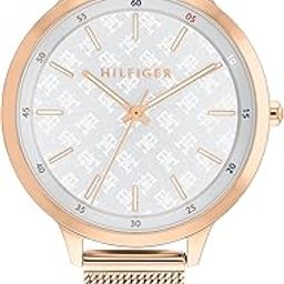 Tommy Hillfiger IRIS Quartz Basic Slim Silver White Dial Rose Gold Stainless Steel Strap Watch for Women-image-24