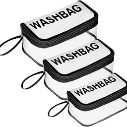 storite Set of 3 Transparent PVC Washbag Pouches – Waterproof Travel Toiletry & Cosmetic Bags with Zipper for Makeup, Stationery & Accessories (Black)-picture-6