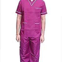 Primestore India Unisex Scrub Suit set with Piping V-Neck 3 Pocket Top and Cargo Type Trouser (,46 XXXL Purple)-image-79