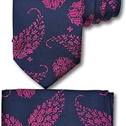 Classic Paisley Tie & Pocket Square – Navy & Magenta-image-37