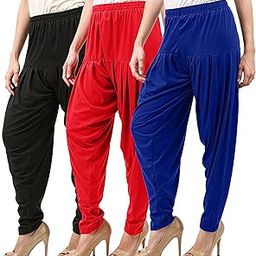 Womens Patiala Pants Combo Pack of 3 Viscose Patiyala Salwar Harem Bottoms Pants for Womens-image-28