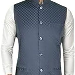Jacquard small Checks Nehru Jacket for Men - Wedding Jacket for Men-image-75