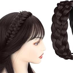Headband Synthetic Hair Plaited Headband Braid Braided With Teeth Hair Band Accessories for Women Headbands Synthetic Hairpieces Hair Band Hair Hoop Hair Accessories (Brown)-39