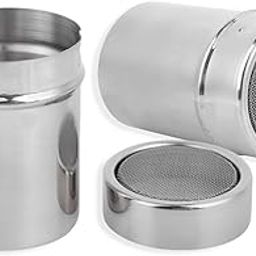 Jwthee 2pcs Stainless Steel Powder Shaker,Cinnamon Shaker Flour Sifter, Powder Sugar Shaker Duster With Lid, Powdered Sugar Shaker Duster, Stainless Steel Fine Mesh Dredges Shakers-image-11