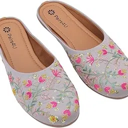 pairs4u Women's Ethnic Canvas Juttis - Embroidered Slip-On Flats with PVC Sole for Comfort & Style-picture-34