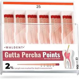 Waldent Gutta Percha Points 2% (Length Marked) #25 | ISO Color-Coded | Radiopaque | Pack of 120 Points-image-0
