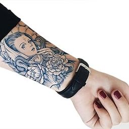 Semipermanent Temporary Tattoo Stickers 20-25 days Lifespan For Men Women Boys & Girls Waterproof 3D Realistic Girls Face Tatto Sticker Blue Coloured Temp Watertransfer Size-18X11cm GZ-522-image-84
