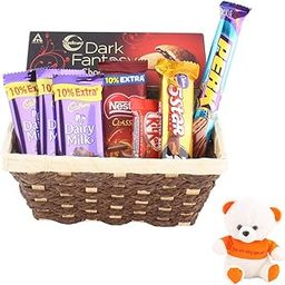 SFU E Com Premium Chocolates With Dark Fantasy | Valentine Love Teddy Bear With Chocolate Combo | Valentine Chocolate Hamper | 447-9