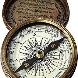 Vintage Brass Pocket Transit Compass with Engraved Robert Frost Poem for Travelers, Writers, and Adventure Outdoor-image-59