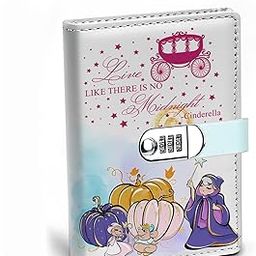 WHLBHG Cinderella Gift Live Like There is No Midnight A5 Locking Journal Faux Lined Leather Journal with Lock Password Fairy Tale Fans Gift (Lock-Cinder style2)-image-104