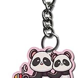 Cute Couple Panda Printed Keychain for Gils Kids Bike/Car/Men/Women/Bag Key Tag Keyrings Multicolored (2.5 x 2.5 Inch)-49