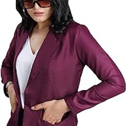 Everyday Ease Women's Casual Blazer – Wine Purple, Blend Cotton, Notched Collar, Full Sleeve, Regular Fit – Versatile & Comfortable for Everyday Wear & Special Occasions-image-59