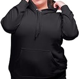 Plus Size Hooded Sweatshirt for Women. 100% Cotton Plus Size Hoodie for Women|Stylish Hoodie for Running, Gym and Travel|Cotton Hoodies, Plus Size Sweatshirt for Women - Black-picture-15