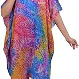 Women's Tie Dye Splash Kaftan – Beach Cover-Up | Free Size Fits M to 5XL | Holiday Wear-image-69