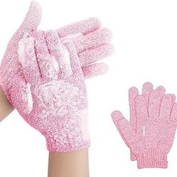 YAVRIXZ 1 Pair Strong Exfoliating Glove for Shower Man and Women, Dual Texture Bath Body Scrub Gloves Dead Skin Cell Remover for Home Spa, Massage (PINK)-image-71