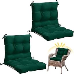 Marsui 2 Pcs Outdoor Indoor High Back Chair Cushions Patio Furniture Tufted Pillow with Ties All Weather Replacement Outdoor Rocking Chair Cushions, 42 x 21 Inches (Duck Green)-image-75