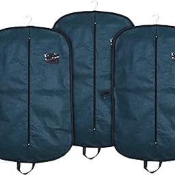Kuber Industries Folding Blazer Cover|Non Woven Embossed Hanging Coat Cover|Transparent Window Wardrobe Organizer With Zipper, Pack of 3 (Green)-6