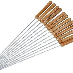 JVIN FAB 14 Inch Stainless Steel BBQ Skewers Set, Silver, 4 Pieces-image-25