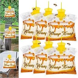 6 Pack Disposable Wasp Traps Outdoor Hanging Carpenter Bee Traps for Outside Yellow Jacket Traps Hornet Trap Wasp Catcher Killer for Bug Flies Patio Garden-image-22