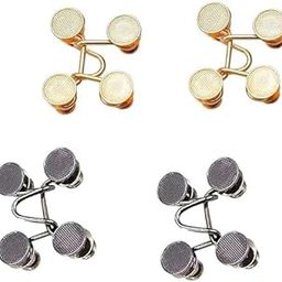 4pic Adjustable Waist Buckle for Loose Jeans Pants| Adjustable Waist Buckle for Loose Jeans Pants| Waist Tightener Instant Clips for Loose Jeans Skirts| Pearl And Diamond (Gold + Black)-image-87