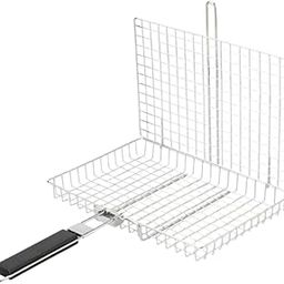 UJEAVETTE BBQ Grilling Basket Folding Portable Stainless Steel for Camping Party Patio-image-20