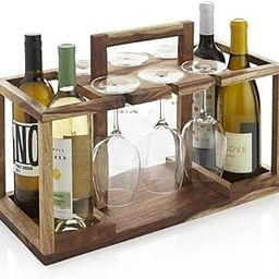 Priti Wine Bottle Holder Brown 4 Bottles-image-53