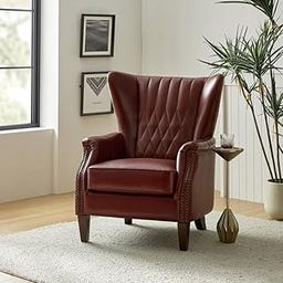 Comfinia Ameliah Faux Leather Wingback Club Chair for Office & Home Burgundy-image-132