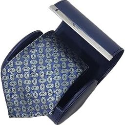 YY YEARCHY Men's Necktie Travel Case, Tie Anti-Wrinkle Organizer Box - Formal Cylinder Shape (Blue)-image-63