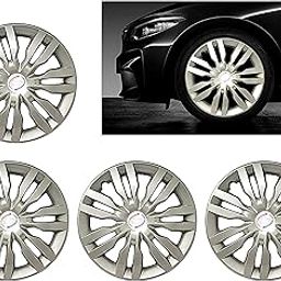 Autopearl Car Full Silver Wheel Cover Caps 14" Press Type Fitting for Ford Figo Type-2-21