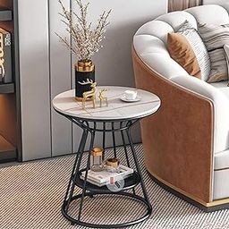 FLIPSSHOPPEE Decorative Accent Coffee Table Simple Modern Bedside Cabinet Round Table Engineered Wood Top and Metal Frame Table Living Room Sofa Side Table-picture-23
