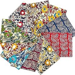 Cotton Blouse Pieces – Pack of 10 | 44" Width Saree Panna |1 Meter Each | Saree Panna | Ajrak & Kalamkari Prints | Soft Cotton Fabric | Multi-Desgin for Gifting | Unstitched Material-image-2