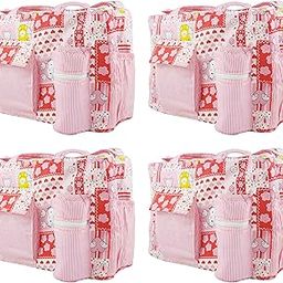 Ole Baby Multi-Functional Cotton Smart Organizer Mother Diaper Bag (Red) pack of 4-image-61