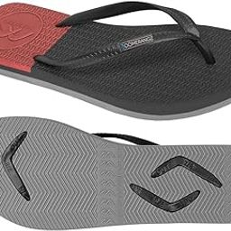 Womens Black/Grey/Red Flip Flops | Slippers (Sustainable, Changeable Straps, Arch Support)-picture-1