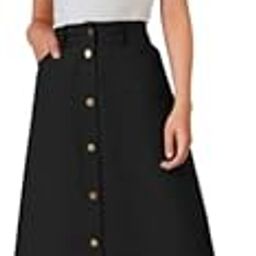 Z Black Buttoned A-Line Maxi Denim Woman Skirt-image-21