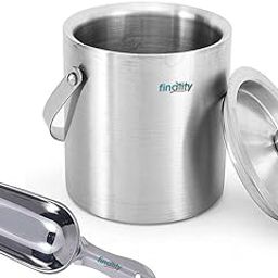 finality Double Wall Stainless Steel Plain Ice Bucket with Ice Scoop, 1.75 L Capacity, Keeps Ice Cold for Long hrs., bar Tools for Home bar Accessories, Mini bar-image-27